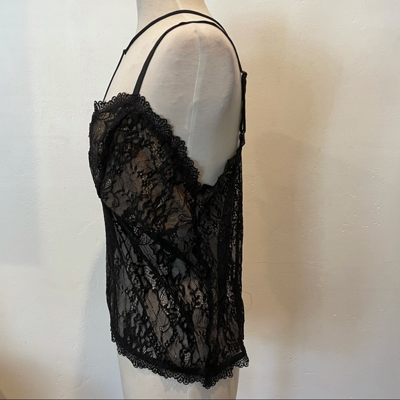 COC Black Lace Tank Stretch Lingerie Sexy Top 2 3X - Picture 3 of 10